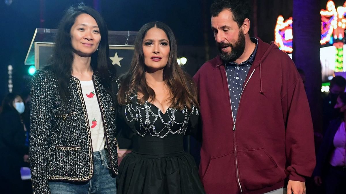 Salma’s Star was unveiled in a ceremony, which was attended by Chloe Zhao and Adam Sandler. Credit: AFP Photo