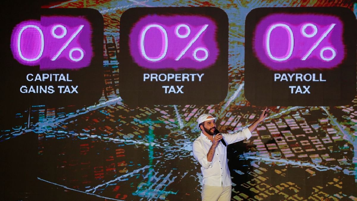 Speaking at an event to mark the close of a week to promote bitcoin in El Salvador, President Nayib Bukele said the city planned in the east of the country would get its energy supply from a volcano and would not levy any taxes except for value added tax (VAT). Credit: Reuters Photo