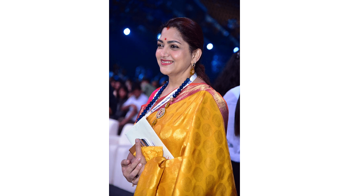 Khushbu | The actor-turned-politician, who was last seen in the Rajinikanth-starrer 'Annaatthe', made her presence felt during the event. Credit: PTI Photos