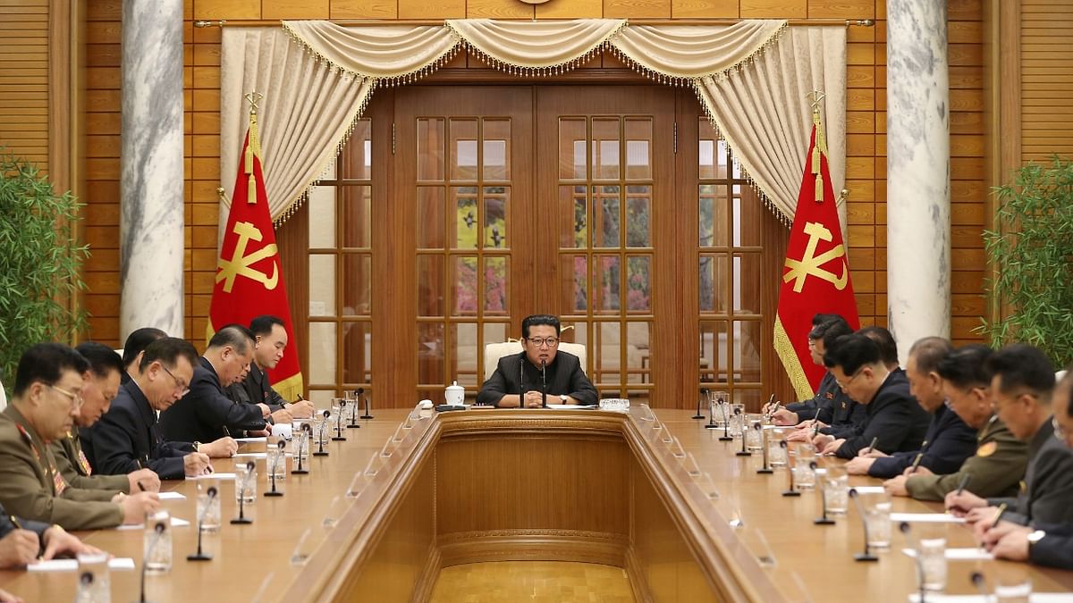 North Korean leader Kim Jong Un attends the 5th Political Bureau Meeting of the 8th Central Committee of the Workers' Party of Korea (WPK) in Pyongyang. Credit: Reuters Photo