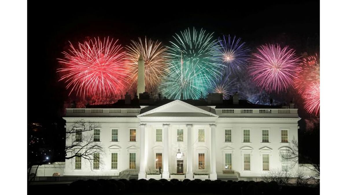 Fireworks are seen above the White House after the inauguration of Joe Biden as the 46th president of the United States in Washington. Credit: Reuters Photo