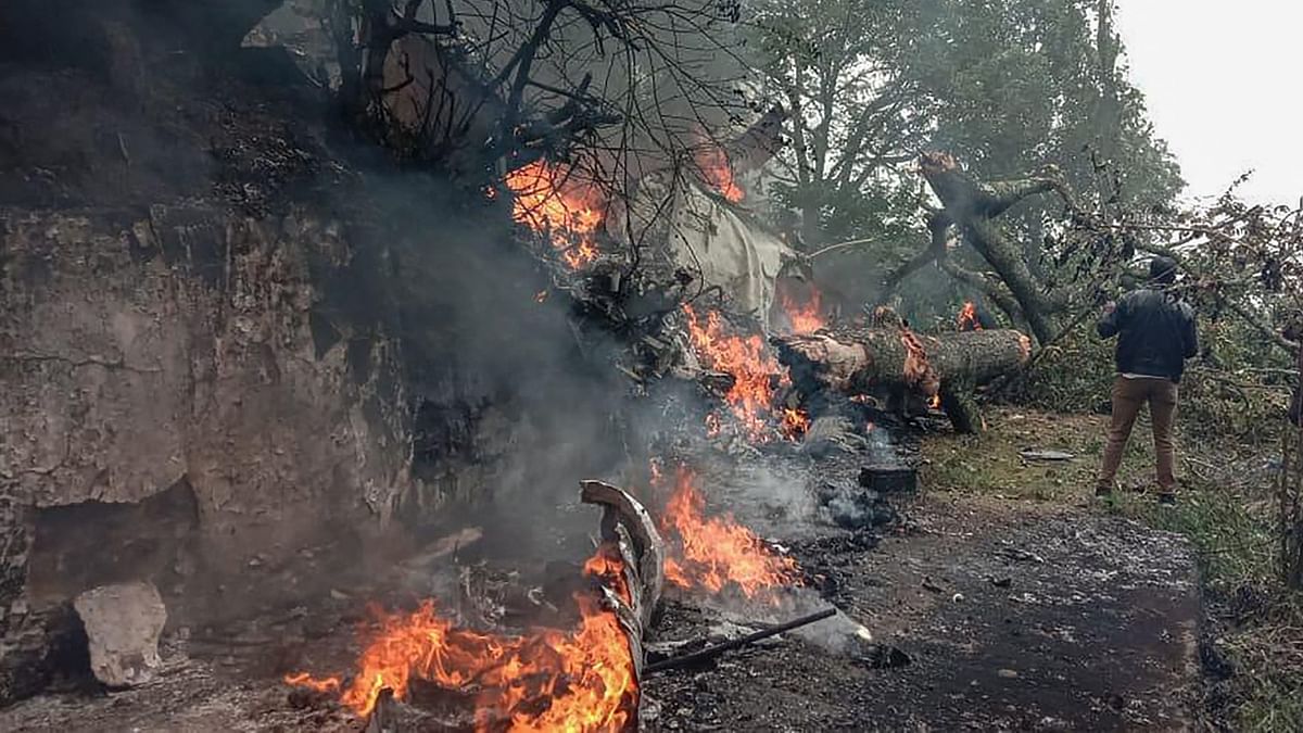 CDS Bipin Rawat his wife Madhulika and 11 other armed forces personnel died after the military helicopter they were travelling in crashed near Coonoor in Tamil Nadu. Credit: AFP Photo