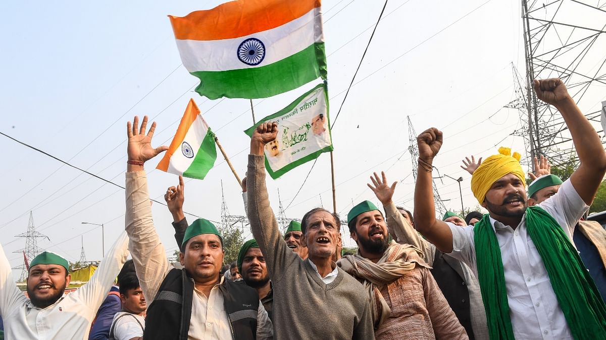 The atmosphere at protest site turned into a party arena as farmers celebrate their win against the Centre. The year-long farmers agitation was suspended on December 9 after the Centre accepted all demands put forward by the protesting farmers. Credit: PTI Photo