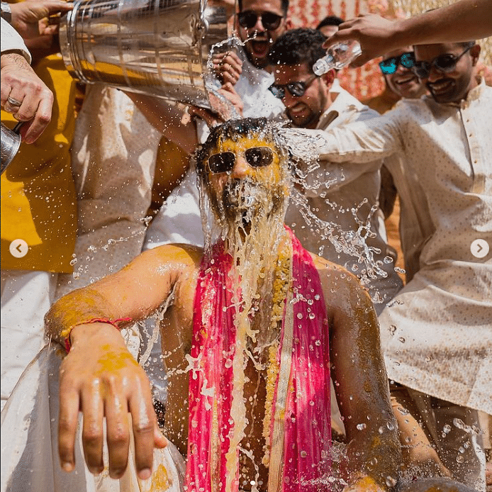 The Bollywood couple took to Instagram to share photographs from their 'haldi' ceremony. Credit: @vickykaushal09