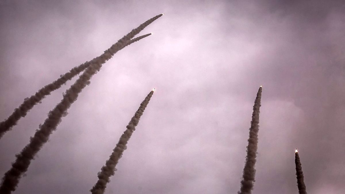 Missiles launched during a joint military drill named the 'Great Prophet 17', in the southwest of Iran. Credit: AFP Photo/Iran's Revolutionary Guard via SEPAH NEWS