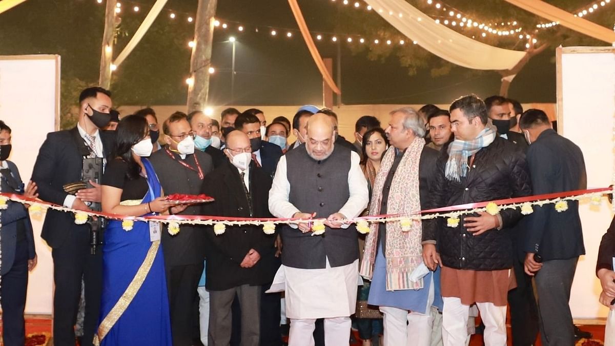 Union Home Minister Amit Shah inaugurated the 'Bharat Darshan Park' in Delhi which showcases attractive replicas of several iconic monuments of India built with scrap and waste material on Sunday. Credit: Twitter/ @AmitShah