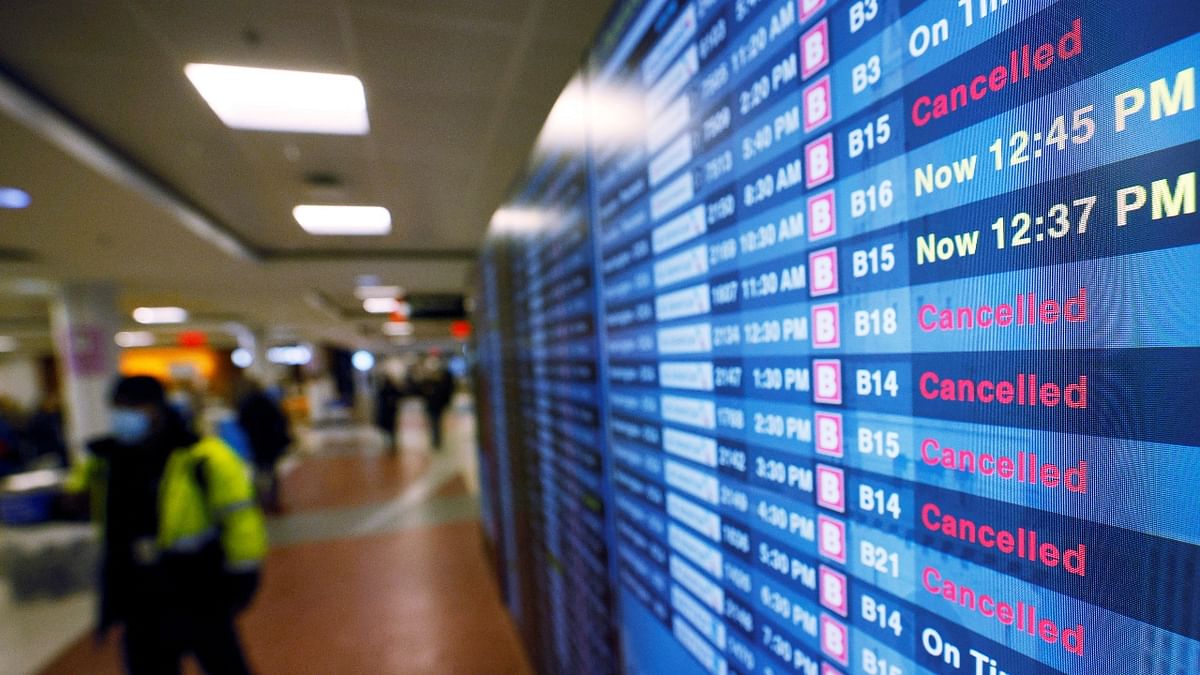 More than 3,000 US flights were cancelled, according to tracking service FlightAware. Another 5600 flights were delayed in the US due to the inclement weather. Credit: Reuters Photo