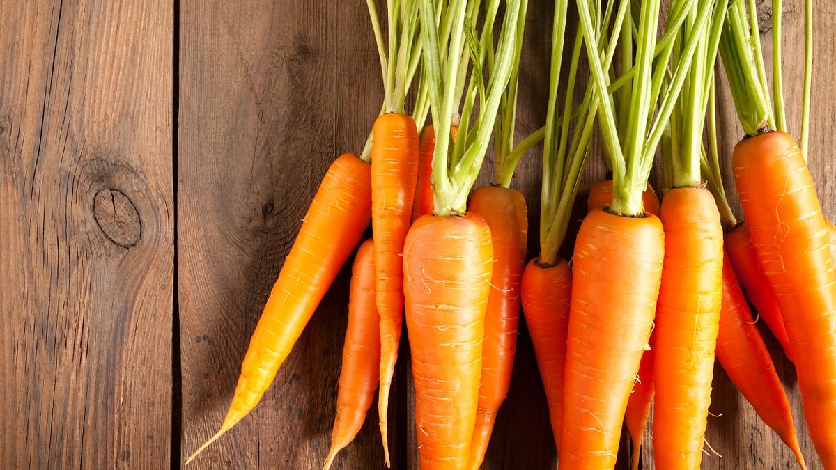 Carrot: The fibre present in carrot keeps the blood sugar level under control and strengthens the bones. Credit: Getty Images