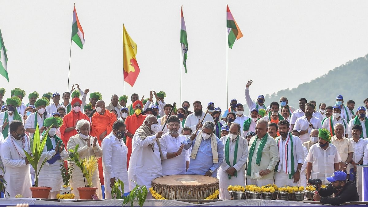 Congress's Mekedatu padayatra continues for second day flouting Covid-19 norms