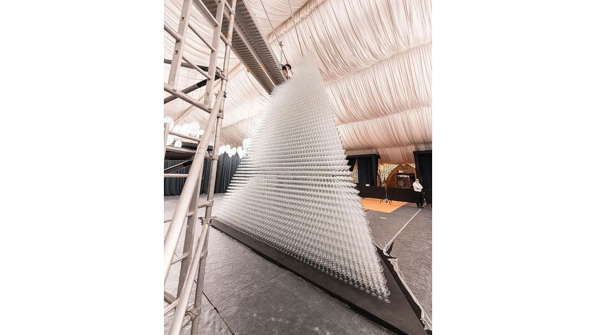 The towering structure was made in partnership with Moet Chandon and Luuk Broos events. Credit: Instagram/maximecasa