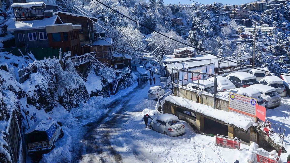 The lowest temperature in the state was recorded at minus 5.1 degrees Celsius in Lahaul-Spiti's administrative centre Keylong. Credit: PTI Photo