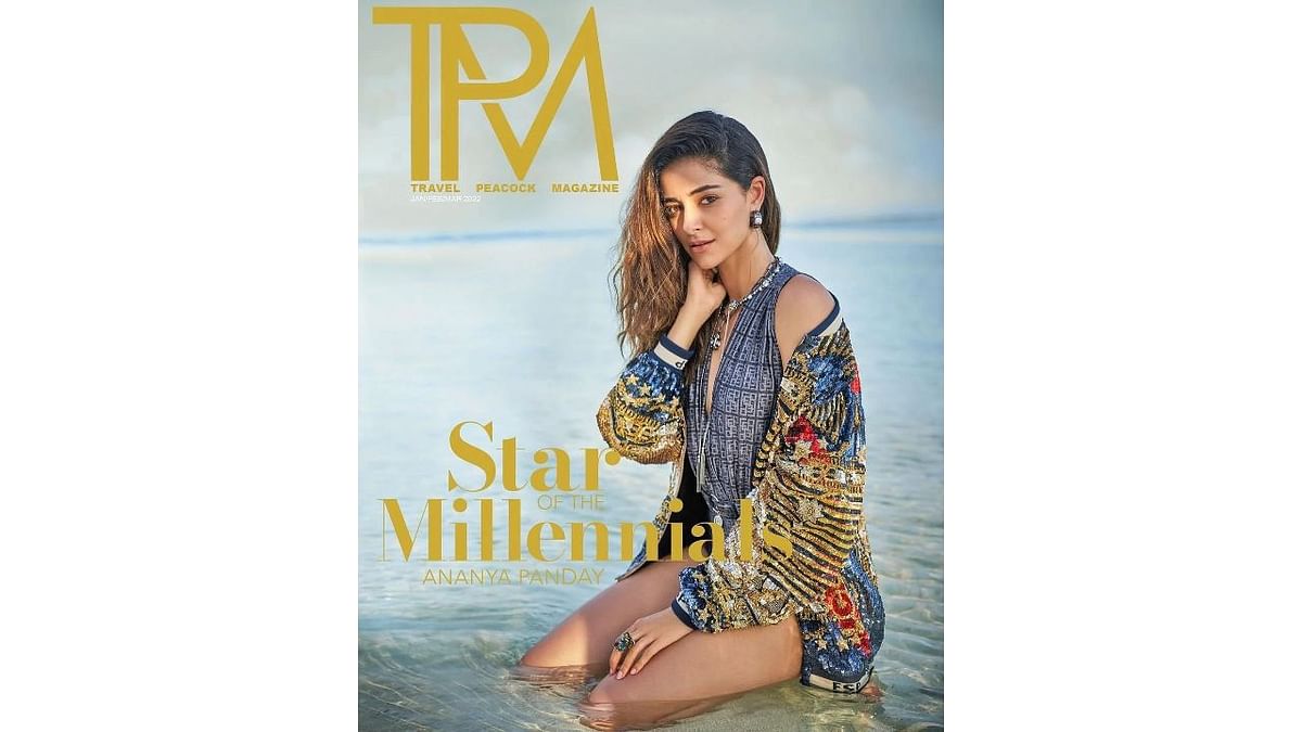 Revealing the traveller within, actor Ananya Panday looks gorgeous on the cover of Travel Peacock Magazine's January 2022 issue. Credit: Instagram/travelpeacockmagazine