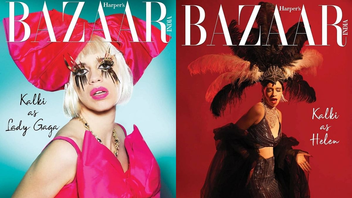 Actress Kalki Koechlin features in a special series for Harper's Bazaar where she reimagines herself as global pop icons Rekha, Madonna, David Bowie, Helen and Lady Gaga. Credit: Instagram/kalkikanmani