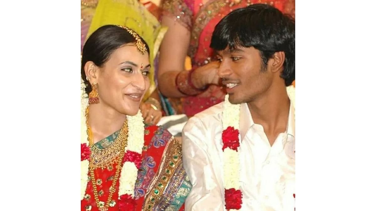 Dhanush, son of filmmaker Kashturi Raja married superstar Rajinikanth’s daughter Aishwaryaa in a traditional South Indian ceremony on November 18, 2004. Credit: Special Arrangement