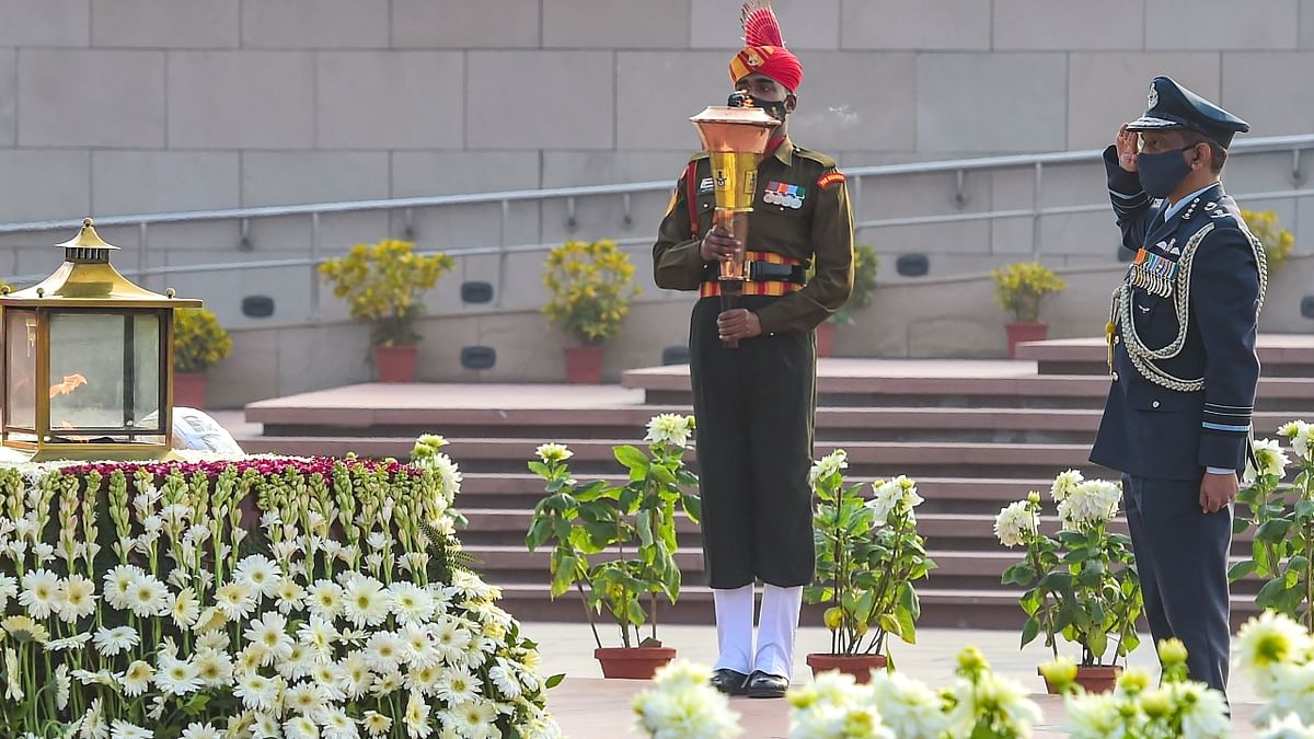 The historical step from the Centre came just a few days ahead of the Republic Day celebrations. The Amar Jawan Jyoti was constructed as a memorial for Indian soldiers who were killed in action in the 1971 Indo-Pak war, which India won, leading to the creation of Bangladesh. Credit: PTI Photo