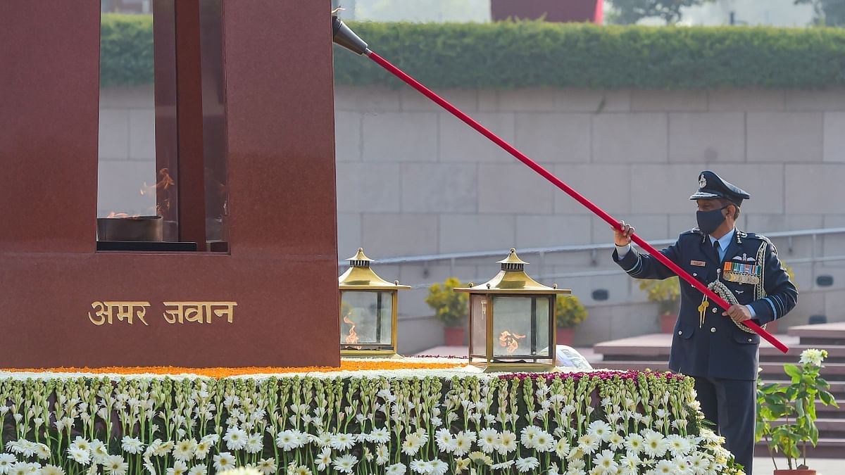 Chief of Integrated Defence Staff Air Marshal B R Krishna presided over the ceremony. Credit: PTI Photo