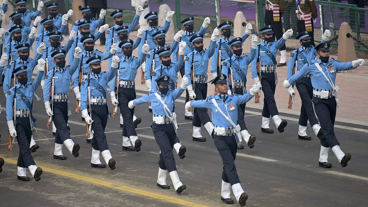 One marching contingent each of the Indian Air Force and the Indian Navy will also participate in the 73rd Republic Day celebrations. Credit: AFP Photo