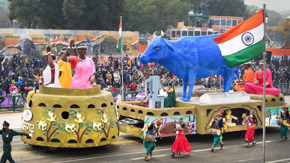 This year's Republic Day parade will have 16 marching contingents, 17 military bands and 25 tableaux of various states, departments and armed forces. Credit: PTI Photo