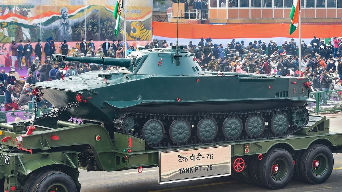 The mechanised columns of the Army will show one PT-76 tank, one Centurion tank, two MBT Arjun MK-I tanks, one OT-62 TOPAS armoured personnel carrier, one BMP-I infantry fighting vehicle and two BMP-II infantry fighting vehicles. Credit: PTI Photo