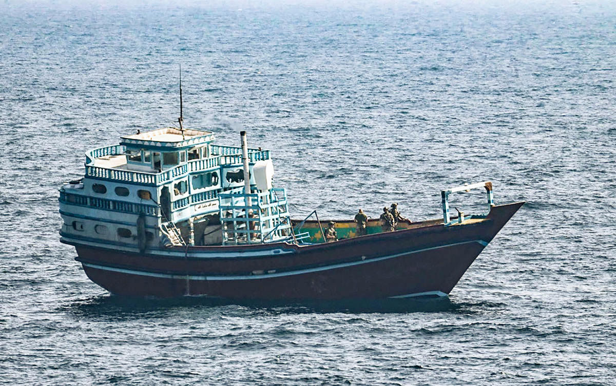 The US navy said today it had stopped a ship carrying 40 tons of a fertiliser that can be used to make explosives as it travelled from Iran along a route previously used to smuggle weapons to Yemen's Huthi rebels. The navy said it boarded and searched the ship, which last year was caught carrying thousands of weapons and handed to Yemen's coast guard, after intercepting it in international waters in the Gulf of Oman on January 18. Credit: AFP Photo