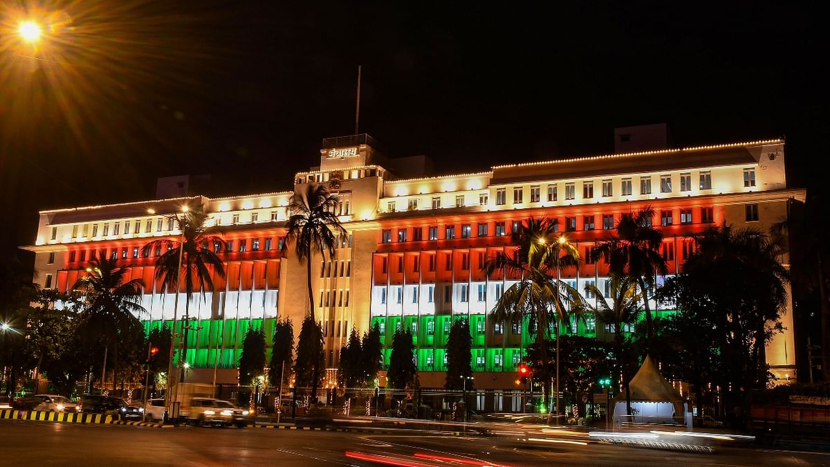 Mantralaya building, illuminated with tricolour lights ahead of the Republic Day, in Mumbai. Credit: PTI Photo