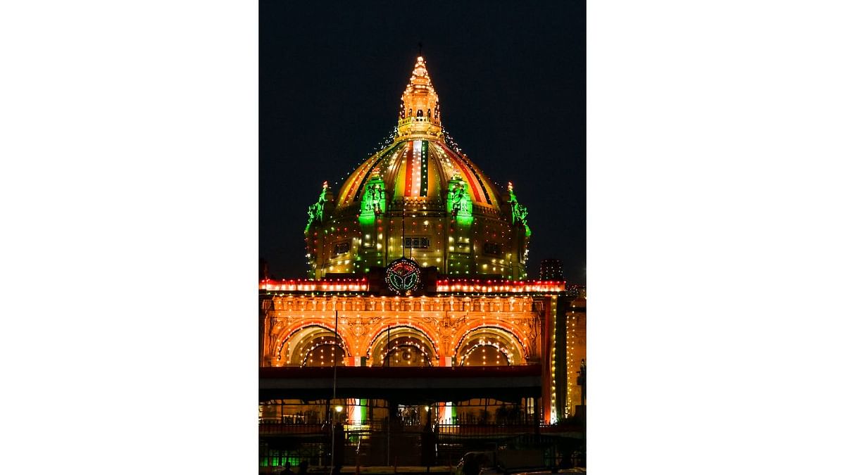Uttar Pradesh Legislative Assembly, illuminated with lights ahead of the Republic Day, in Lucknow. Credit: PTI Photo