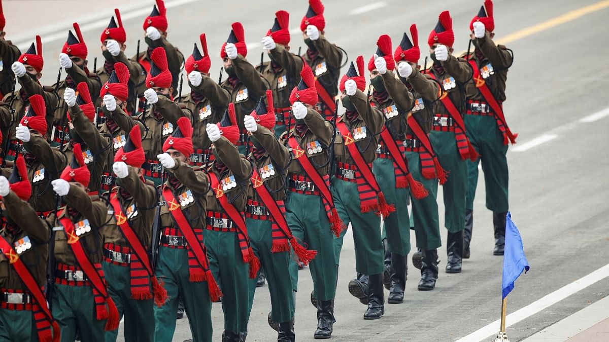 Indian soldiers march during the Republic Day parade in New Delhi. Credit: Reuters Photo