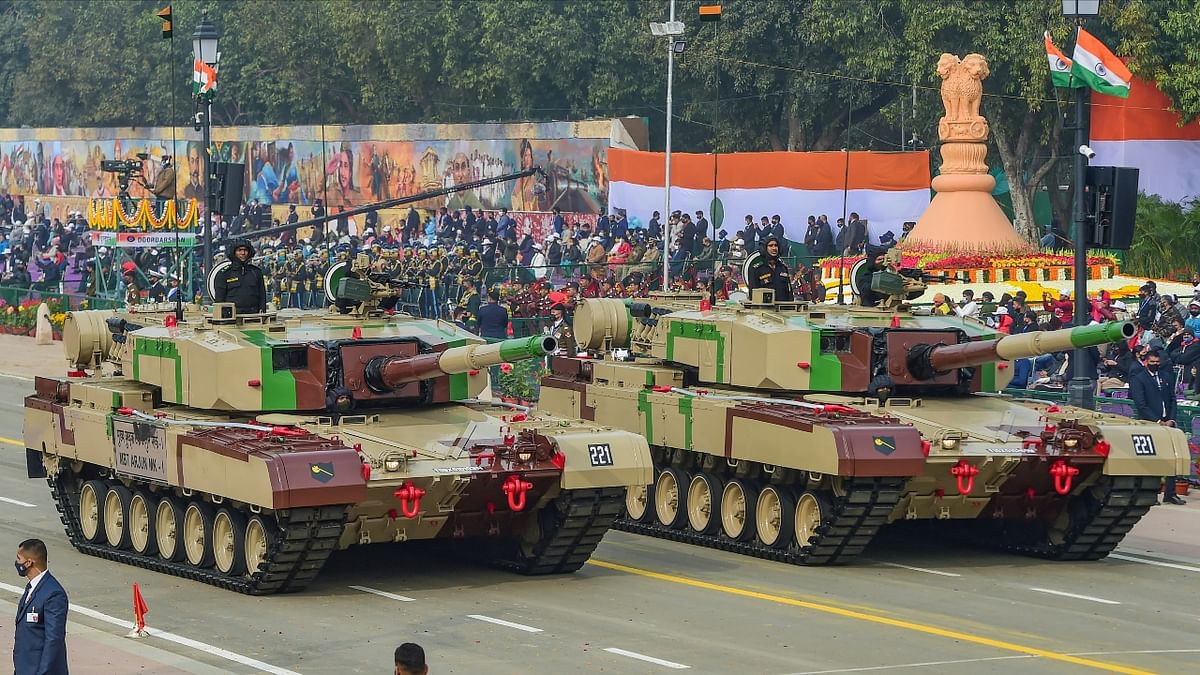 India’s main battle tanks MK. I on display at the Rajpath during the 73rd Republic Day Parade, in New Delhi. Credit: PTI Photo