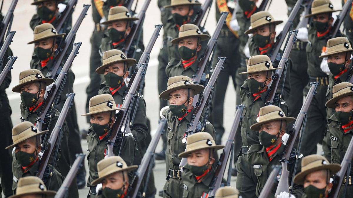 Indian soldiers march during the Republic Day parade in New Delhi. Credit: Reuters Photo