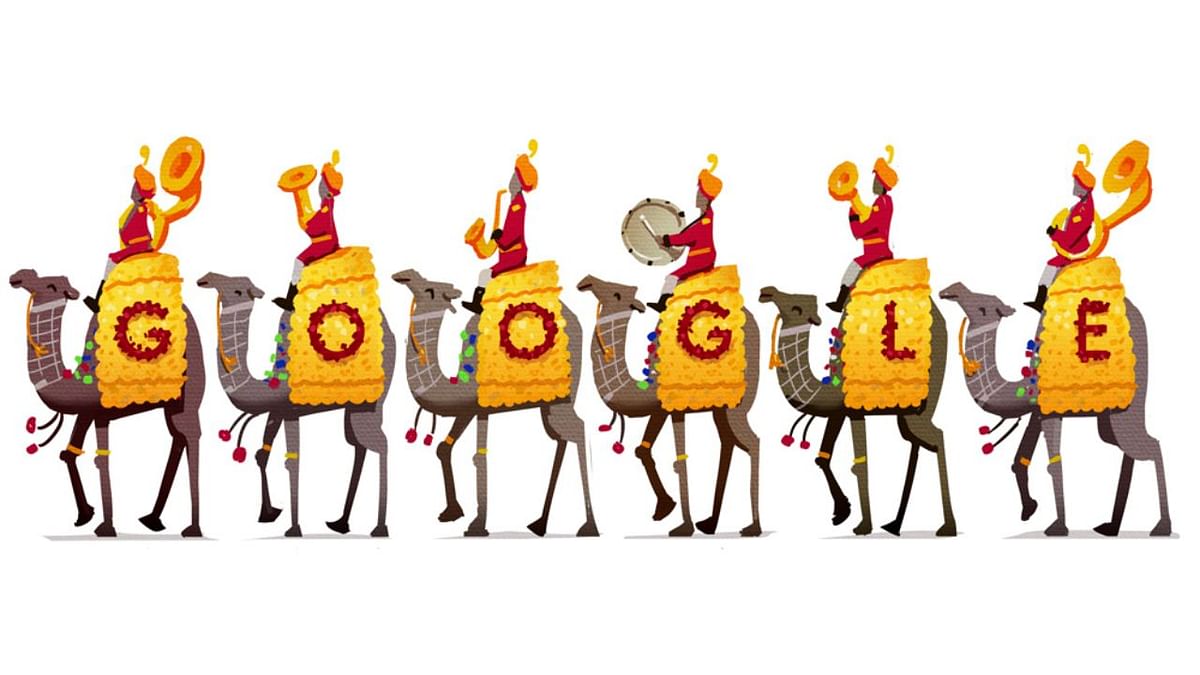 In honour of Republic Day 2016, artist Robinson Wood created Google Doodle as a tribute to this colourful set of 54 guards and 34 musicians, all sitting tall atop proudly-strutting quadrupeds! Credit: Google Photo