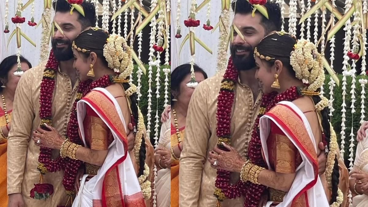 Suraj and Mouni during their wedding ceremony in Goa. Credit: Special Arrangement