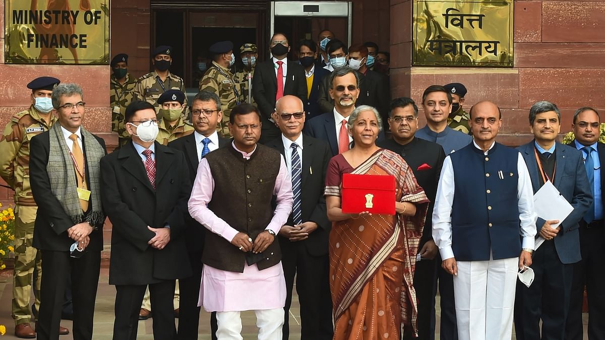 Nirmala was accompanied by Pankaj Chaudhary, Bhagwat Karad and other officials from the ministry. Credit: PTI Photo