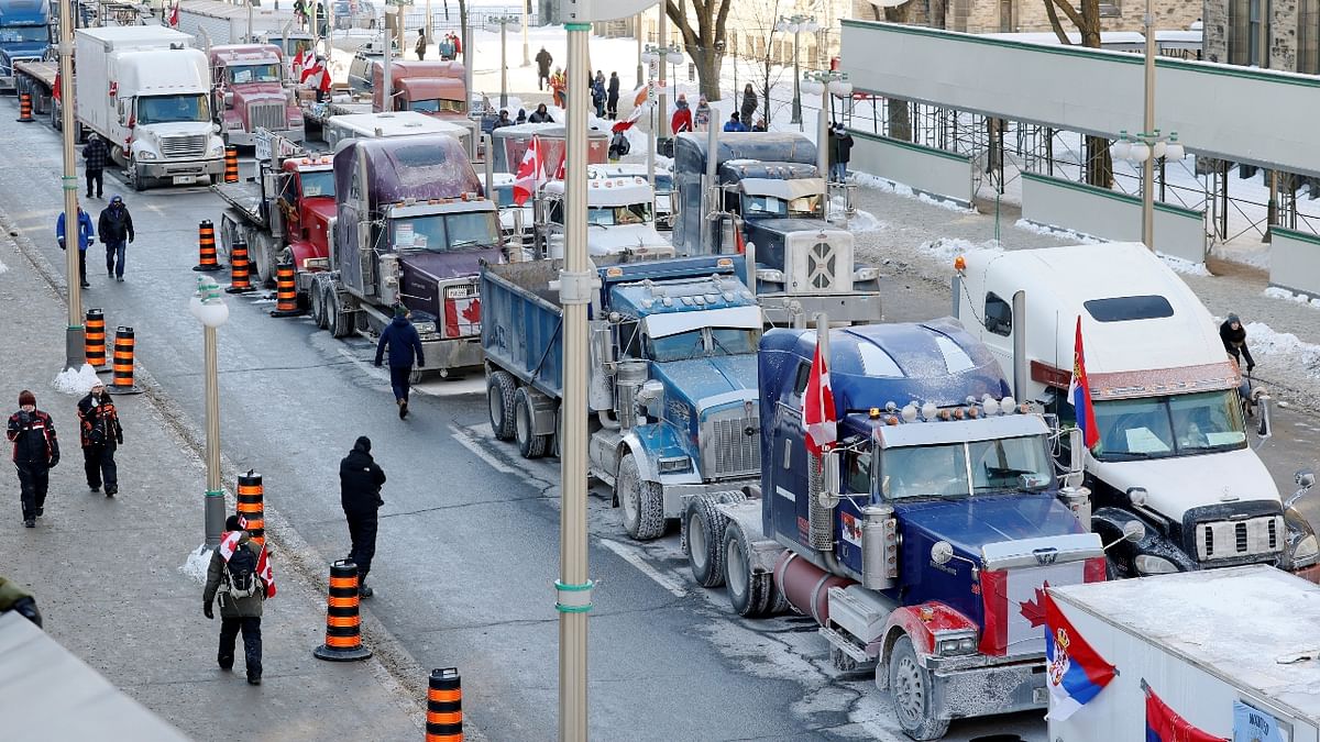 Locals said they are fed up with the non-stop blaring of truck horns and demonstrators using the streets as an open-air toilet. Staff at three Ottawa hospitals said they had had trouble getting to and from work. Credit: Reuters Photo
