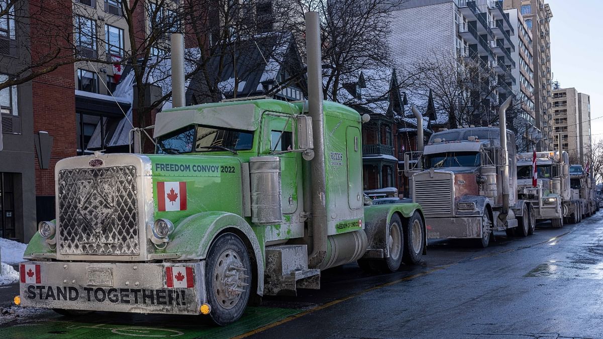 Truckers continue anti-Covid vaccine protest in Canada; See Pics