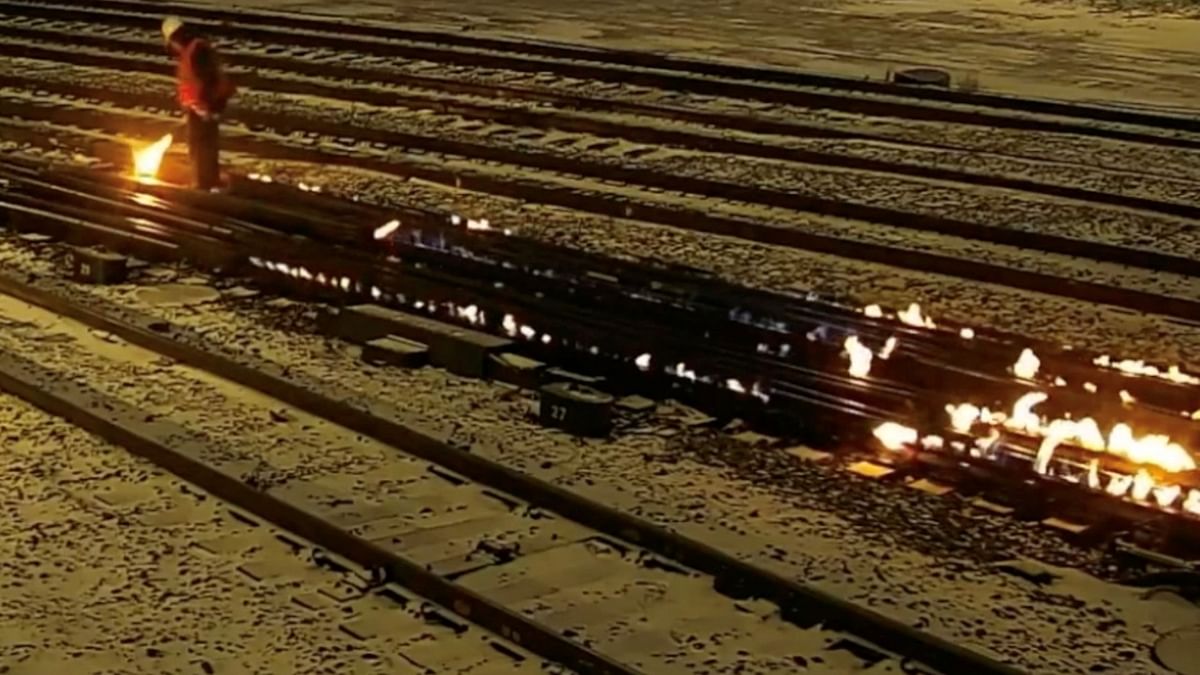 This phenomenon is regularly used to avoid train derailment caused by metal deformations and for the smooth railway operation during the freezing temperatures. Credit: Reuters Photo