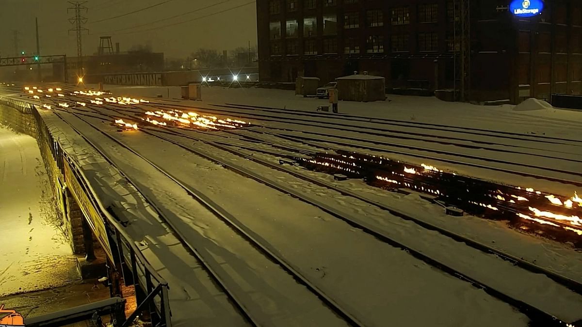 Dramatic pictures of railway track on fire in Chicago have gone viral on social media. ​​​​​Netizens are widely circulating pictures and videos of this phenomenon and it has garnered worldwide attention. Credit: Reuters Photo