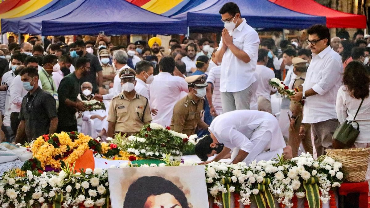 Aamir Khan and Ranbir Kapoor pay their last respects to legendary singer Lata Mangeshkar during her funeral in Mumbai. Credit: PTI Photo