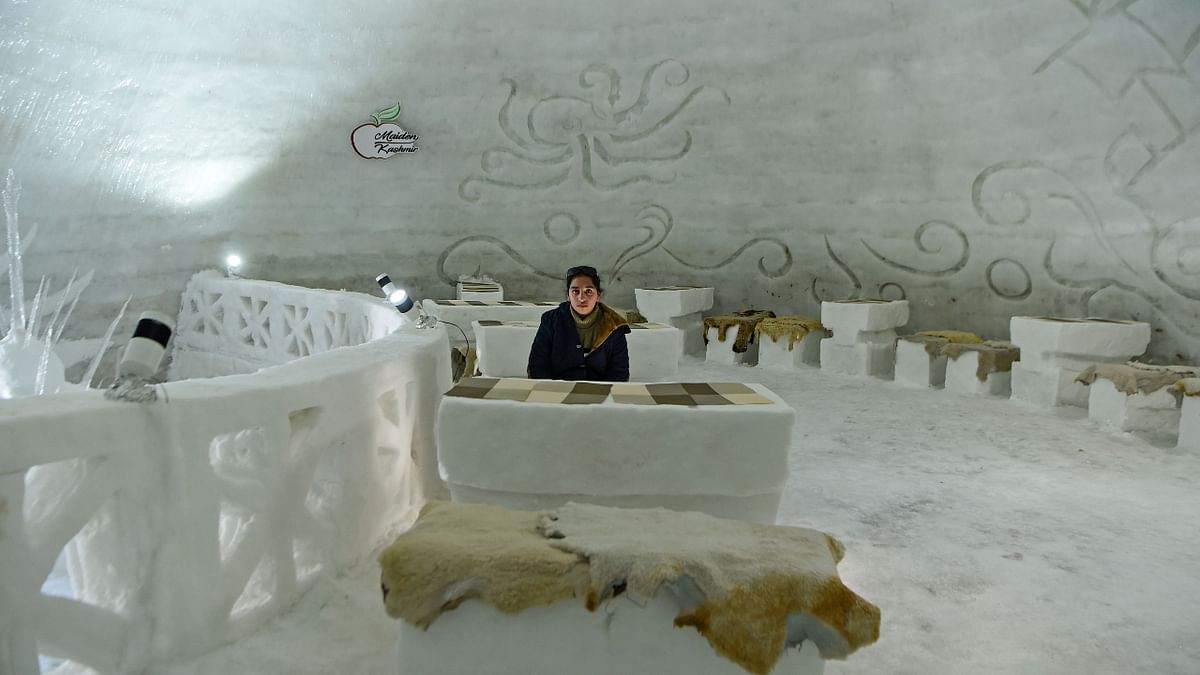 The biggest igloo cafe, according to the Guinness Book of World Records, is in Switzerland, and its height is 33.8 feet and diameter 42.4 feet, said Shah, validating his claim that the new igloo cafe is now the biggest. ​Credit: AFP Phot