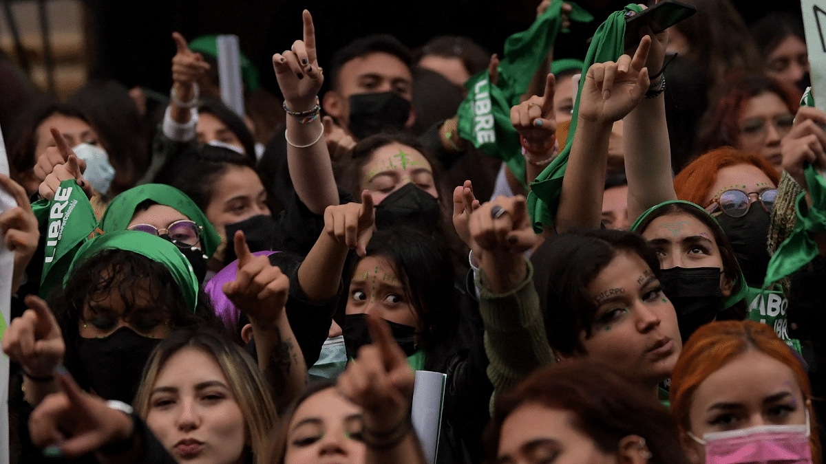 Women demonstrate for the decriminalization of abortion as they await the decision of the Constitutional Court in Bogota. Credit: AFP Photo