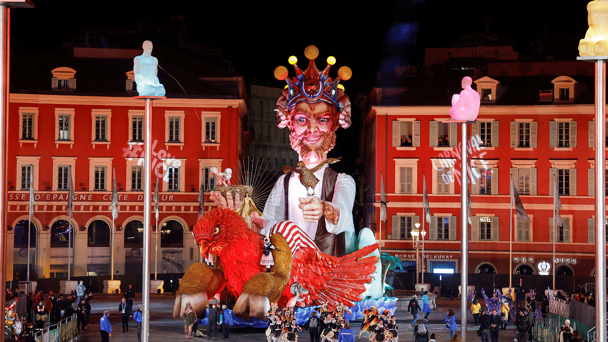 The King of Carnival float is paraded during the 137th edition of Nice's Carnival, which theme is