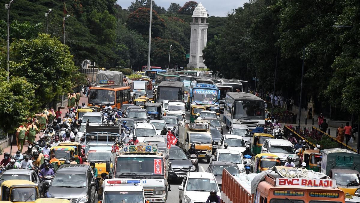 10. Bengaluru | The Indian tech hub Bengaluru was ranked tenth-most congested city with a recorded congestion level of 48% in 2021. Credit: BH Shivakumar/DH Photo