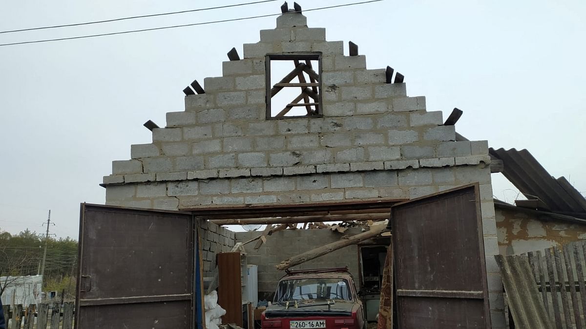 A house is seen damaged by the shelling in Stanytsia Luhanska, Ukraine. Credit: Reuters Photo