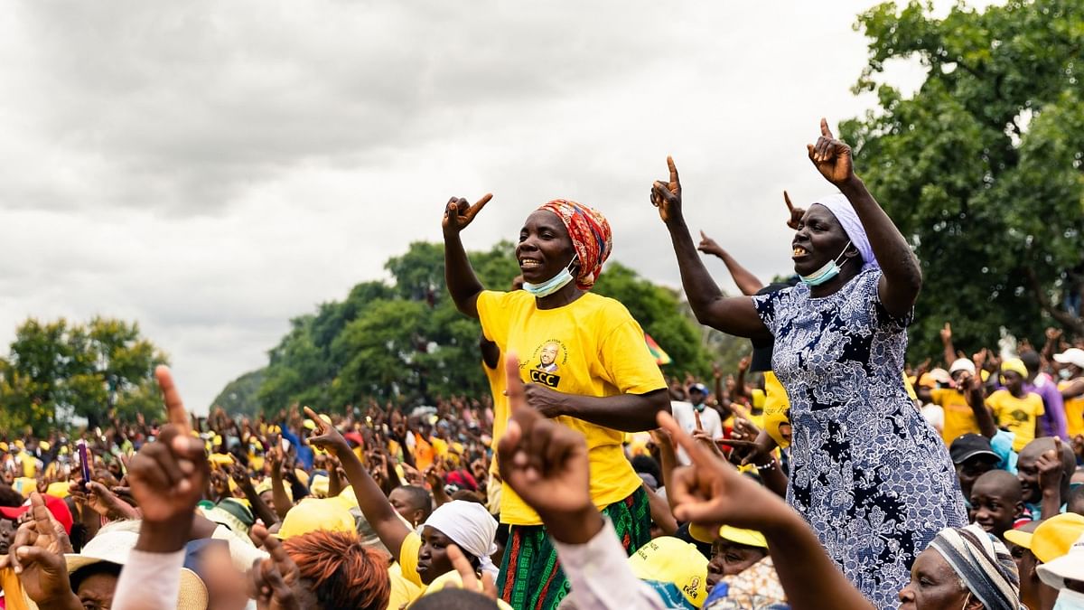 Citizens Coalition for Change (CCC) party supporters gathered at Zimbabwe Grounds where party leader Nelson Chamisa gave the keynote address for the launch the new party in Harare. Credit: AFP Photo