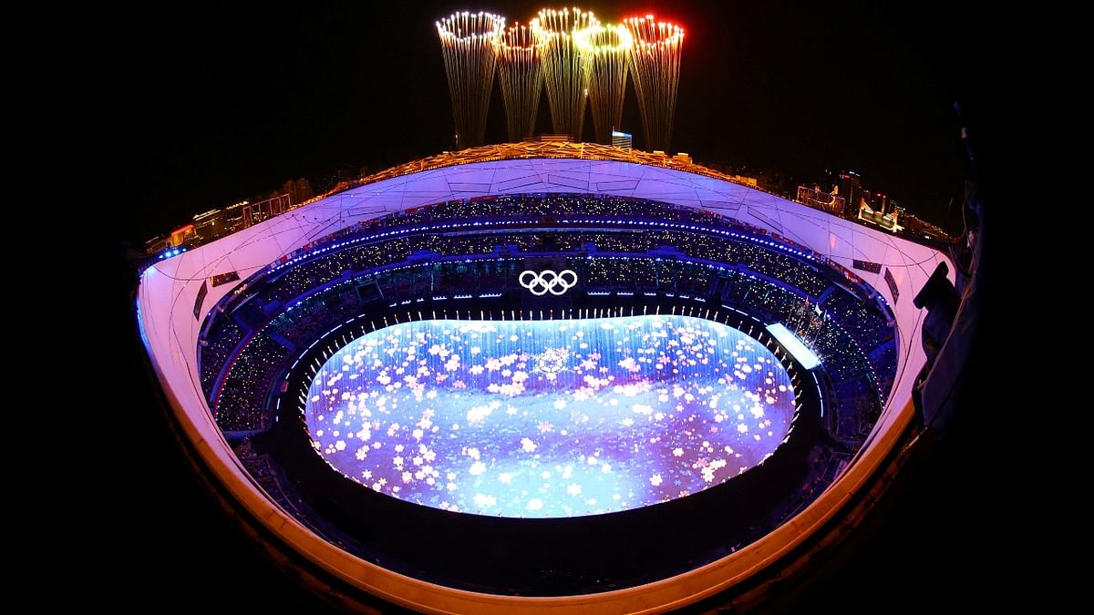 Fireworks explode during the closing ceremony at the National Stadium in Beijing. Credit: Reuters Photo