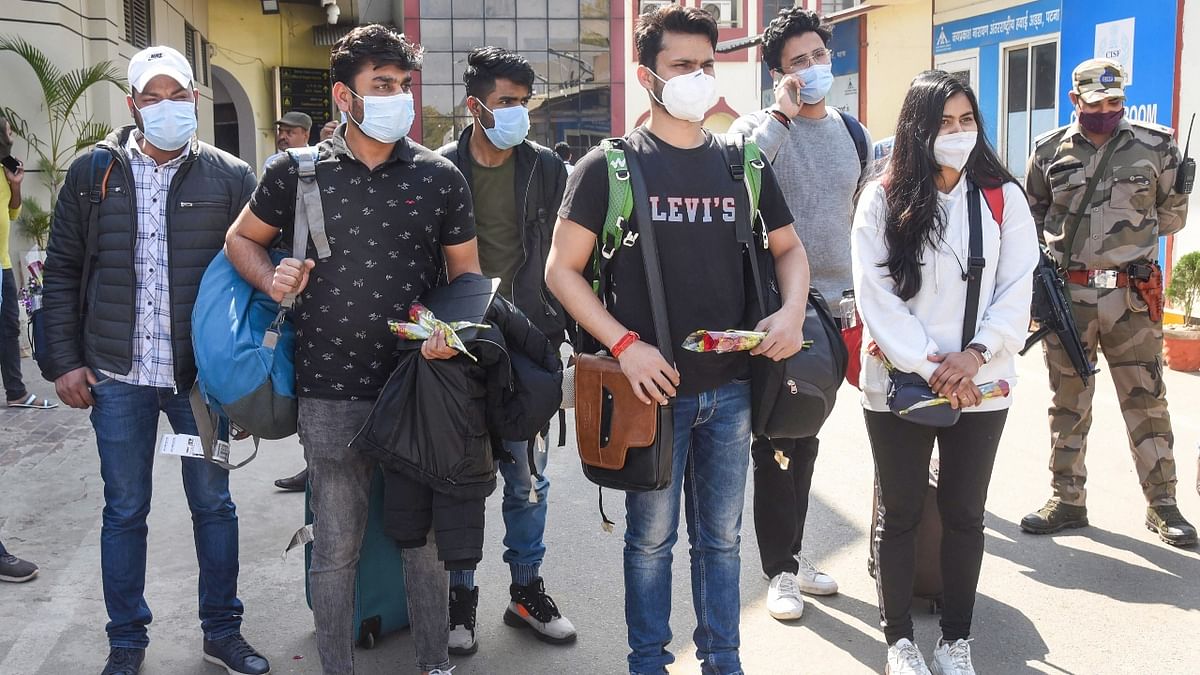Students from war-torn nation arrive at the Jai Prakash Narayan airport in Patna. Credit: PTI Photo