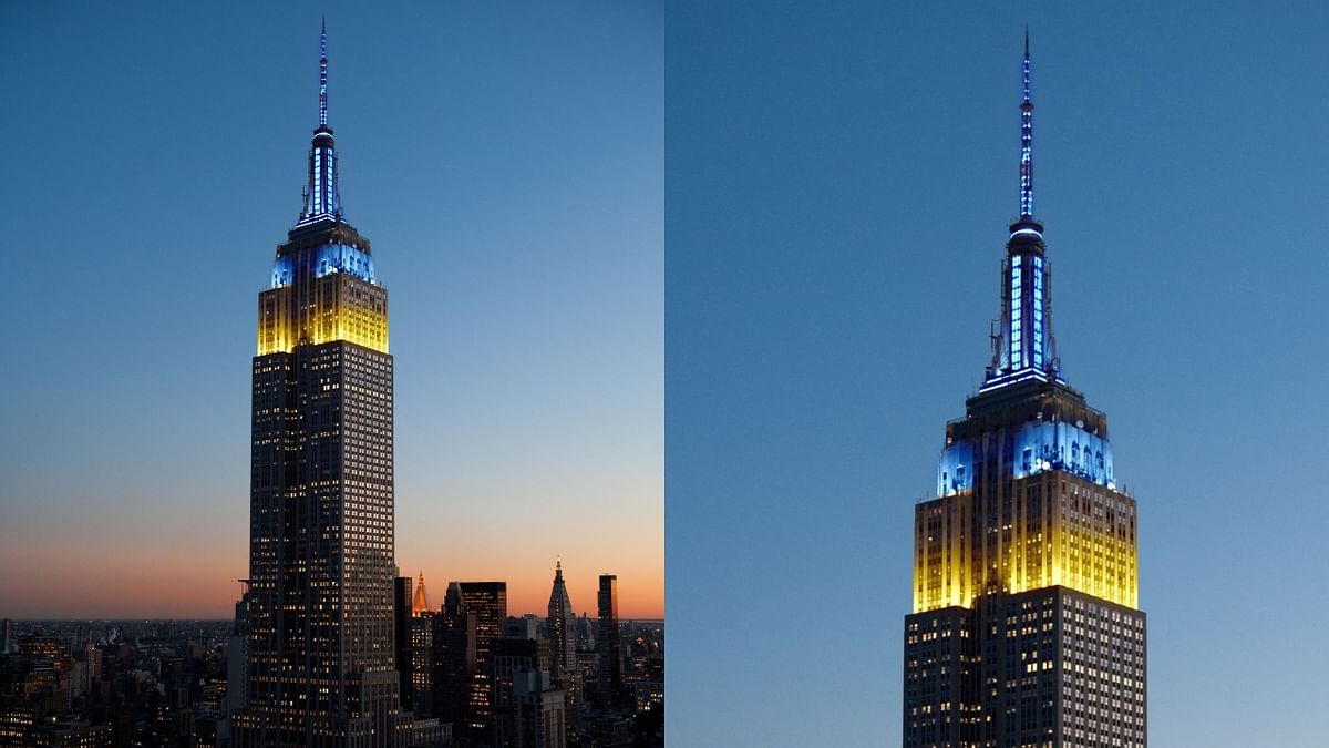 Several monuments in US cities were lit up, including the iconic empire state building in New York. Credit: Twitter/@EmpireStateBldg