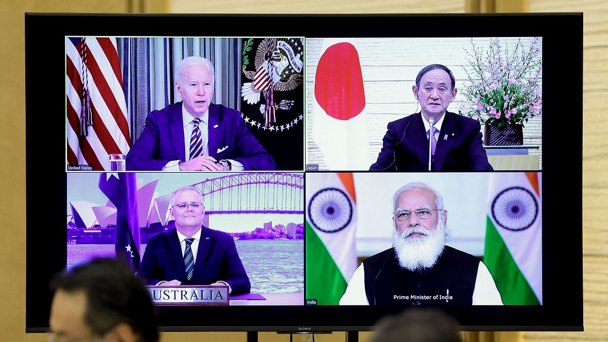 India argued that the Quad should keep its focus on countering China in the Indo-Pacific region, even as the United States raised the issue of Russia’s military offensives against Ukraine during a virtual meeting of the leaders of the four-nation coalition. Credit: AFP Photo