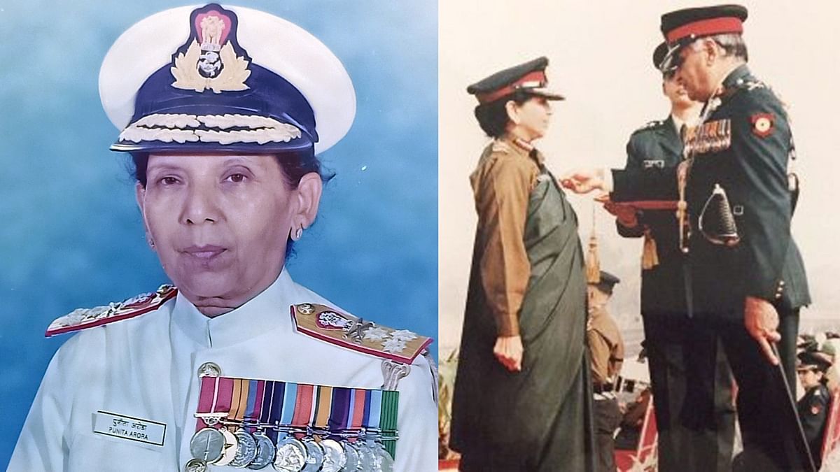 Punita Arora: Punita Arora is the first woman in India to hold the second-highest rank, Lieutenant General of the Indian Armed Forces, as well as Vice-Admiral of the Indian Navy. Credit: Twitter/@SpokespersonMoD