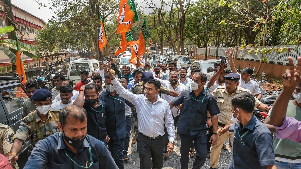 BJP workers celebrate as party all set to form govt in Goa