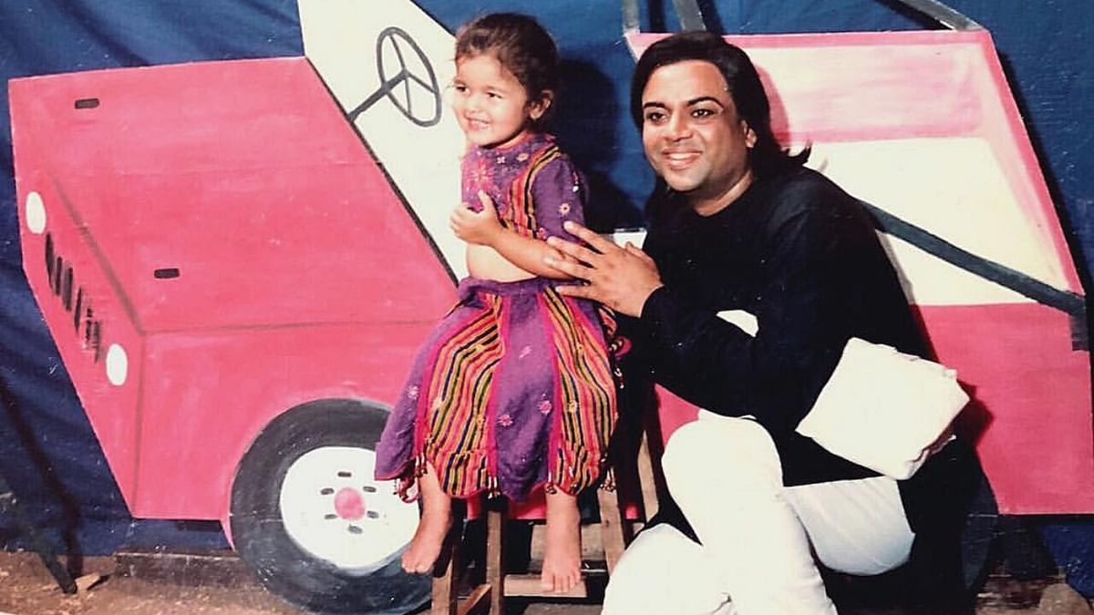 A rare and unseen photo of Alia with Paresh Rawal from the sets of a Bollywood film. Credit: Instagram/aliaabhatt